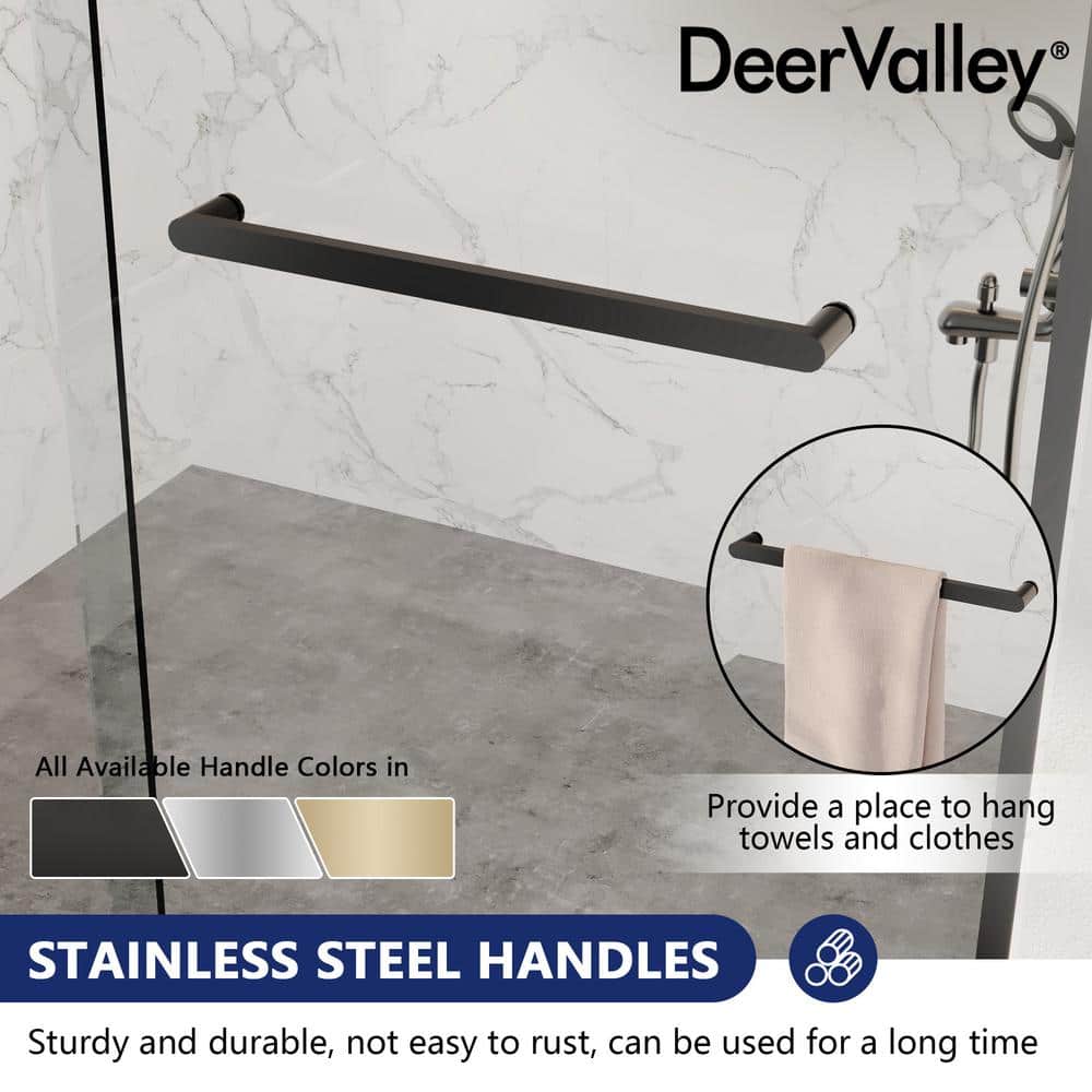 Matte Black Frameless Double Sliding Shower Door with Clear Glass