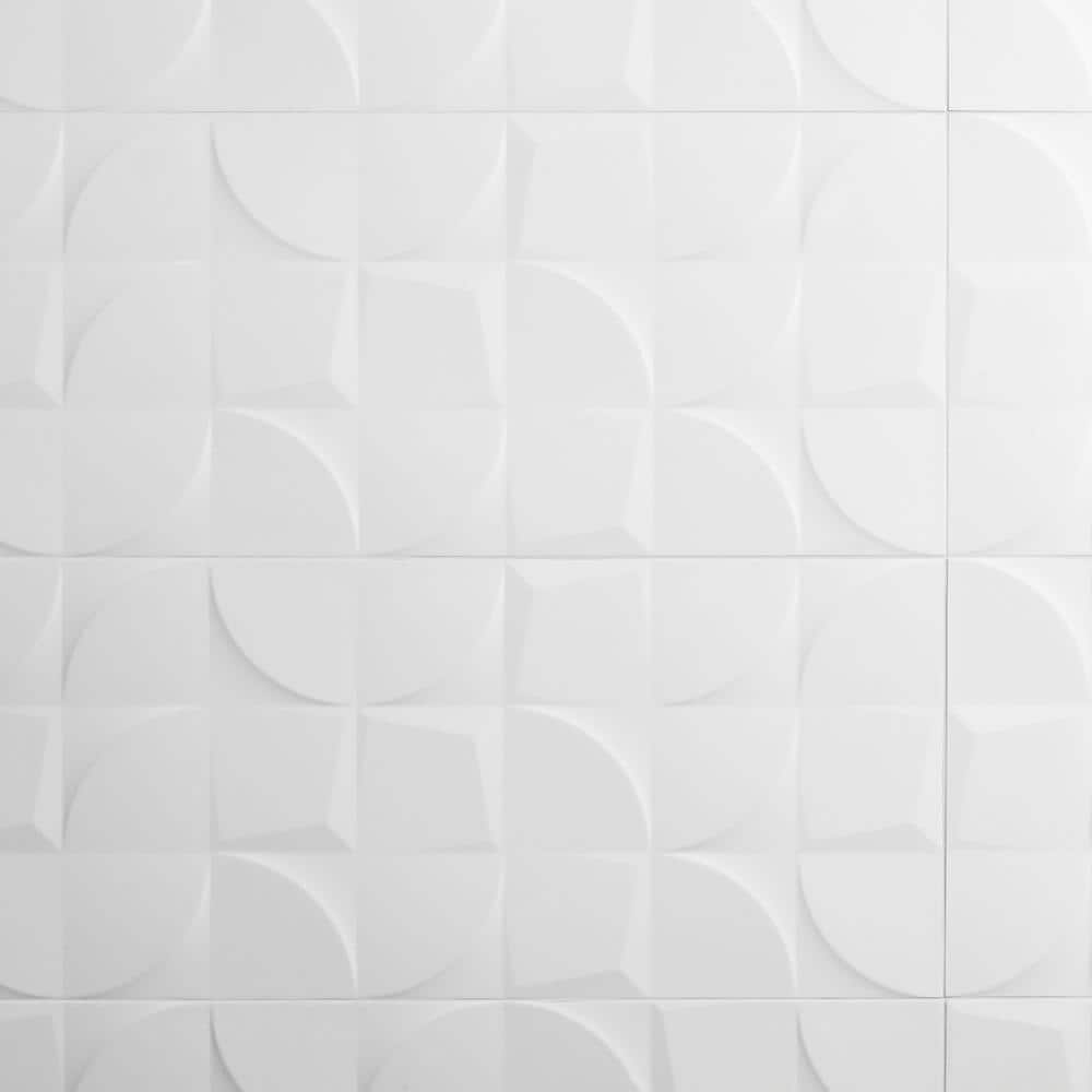 Angela Harris 12" x 35" White Ceramic Patterned Wall Tile