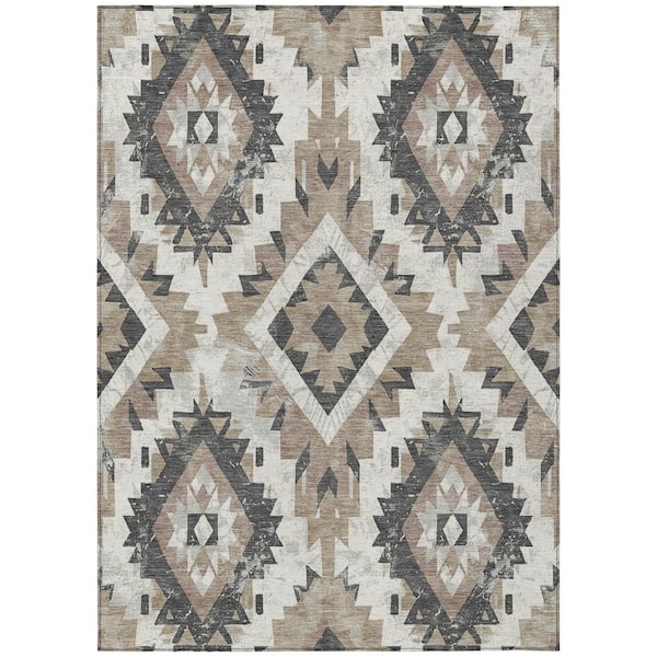 Chantille Machine Washable Indoor/Outdoor Abstract ACN1878 Taupe 3 ft. x 4 ft. Area Rug