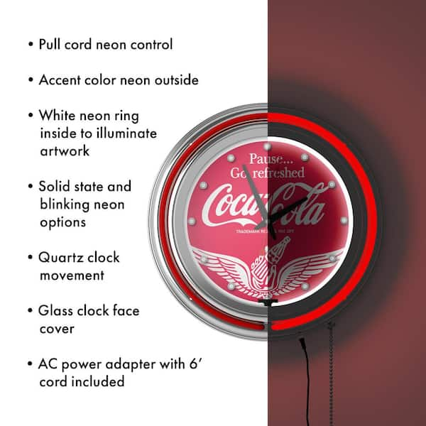 Trademark Global 14 in. Coca-Cola Wings Neon Wall Clock coke-1400