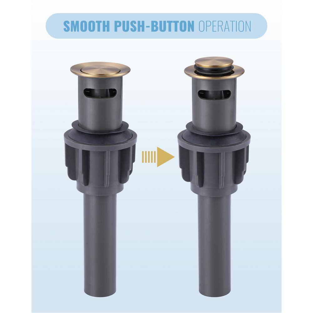 Brushed Gold Pop-Up Bathroom Sink Drain with Overflow
