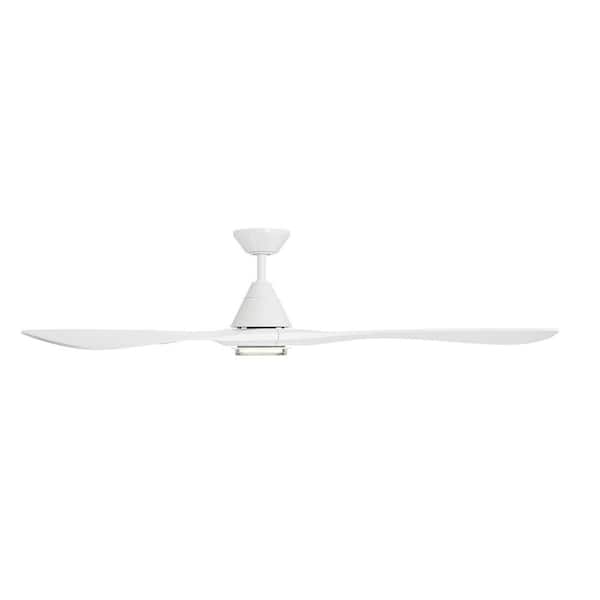 Carve 72 in. Smart Indoor/Outdoor Matte White Standard Ceiling Fan Selectable CCT Integrated LED and Remote