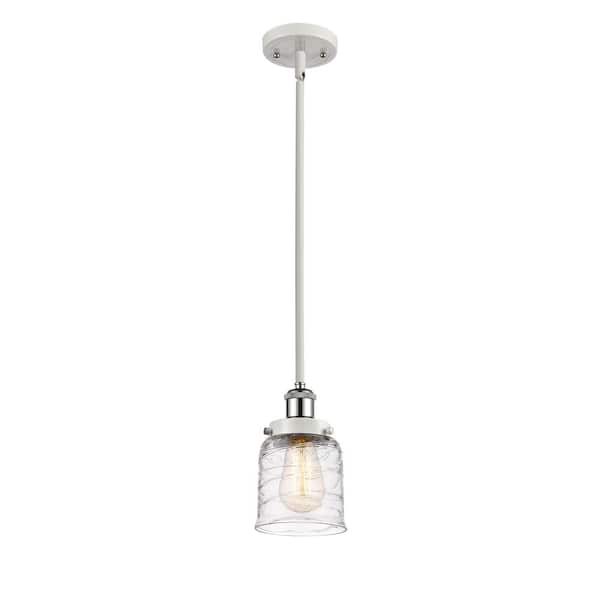 Innovations Bell 60-Watt 1 Light White and Polished Chrome Shaded Mini Pendant Light with Clear Glass Shade