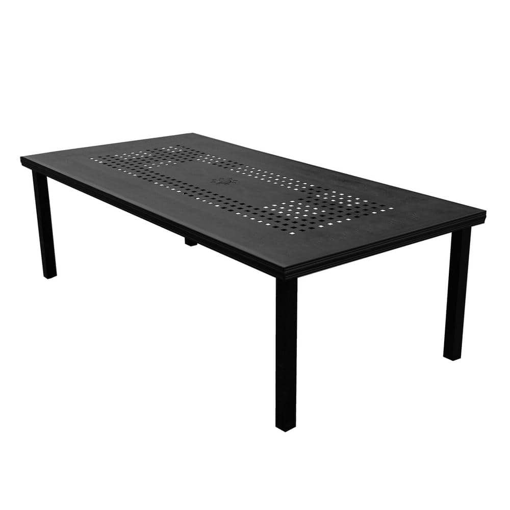 Black Aluminum 95" Rectangular Outdoor Patio Dining Set with 8 Chairs