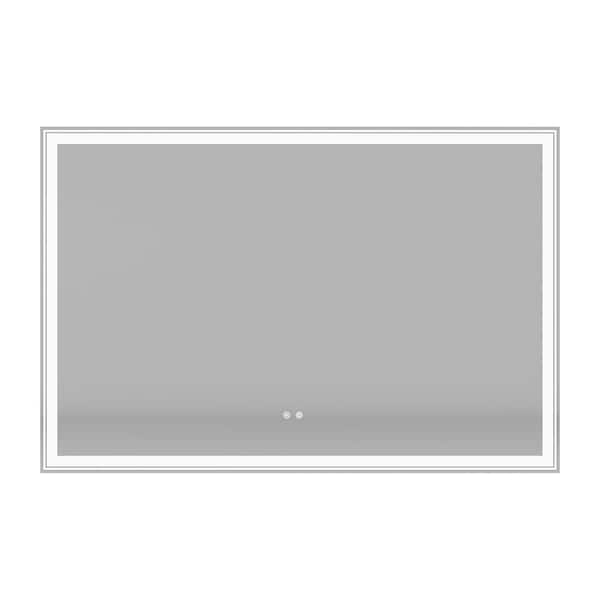 RAINLEX 60 in. W x 40 in. H Rectangular Frameless Anti-Fog LED Light Wall Bathroom Vanity Mirror