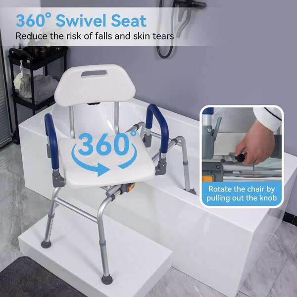 Aoibox Sliding Shower Chair W with Swivel Seat Pivoting