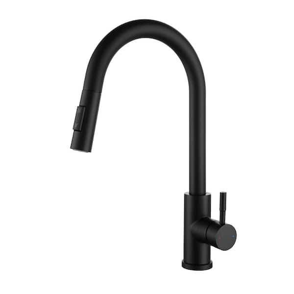 Maincraft Single Handle Pull Down Sprayer Kitchen Faucet in Matte Black