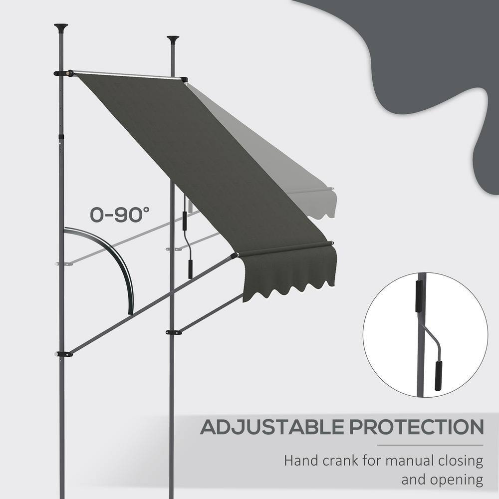 Dark Gray Aluminum Frame Retractable Patio Awning with UV Resistant Fabric