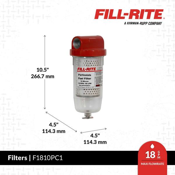 Fill-Rite F1810HM0 Replacement Fuel Filter | 18 GPM Flow Rate | Made In USA | For Drum & Barrel Transfer Pumps