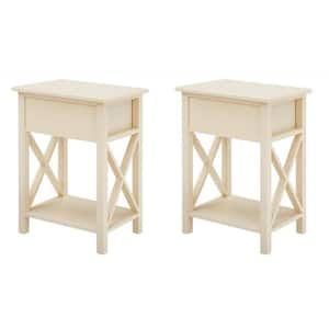 Alisa Wooden Nightstand with Storage Shelf, Cream