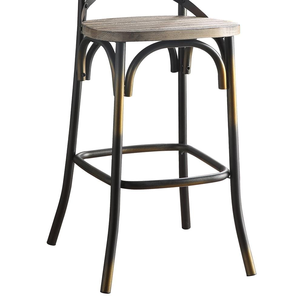 Antique Copper and Oak X-Back Bar Chair