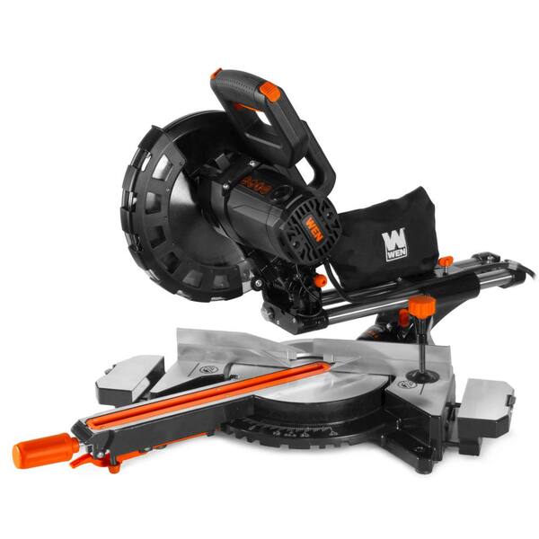 thumbnail interactive-video image 1 of MarvTool 10/12 Inch Sliding Compound Miter Saw – 15 Amp Corded, 0-45° Bevel, With Blades, For Wood & Metal 1 of 4