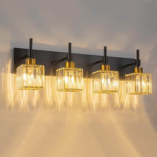 LLHZSY Schonbek 26 in. 4-Lights Black And Gold Dimmable