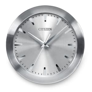 Gallery Circular Wall Clock with Gray Dial In A Brushed Silver-Tone Frame