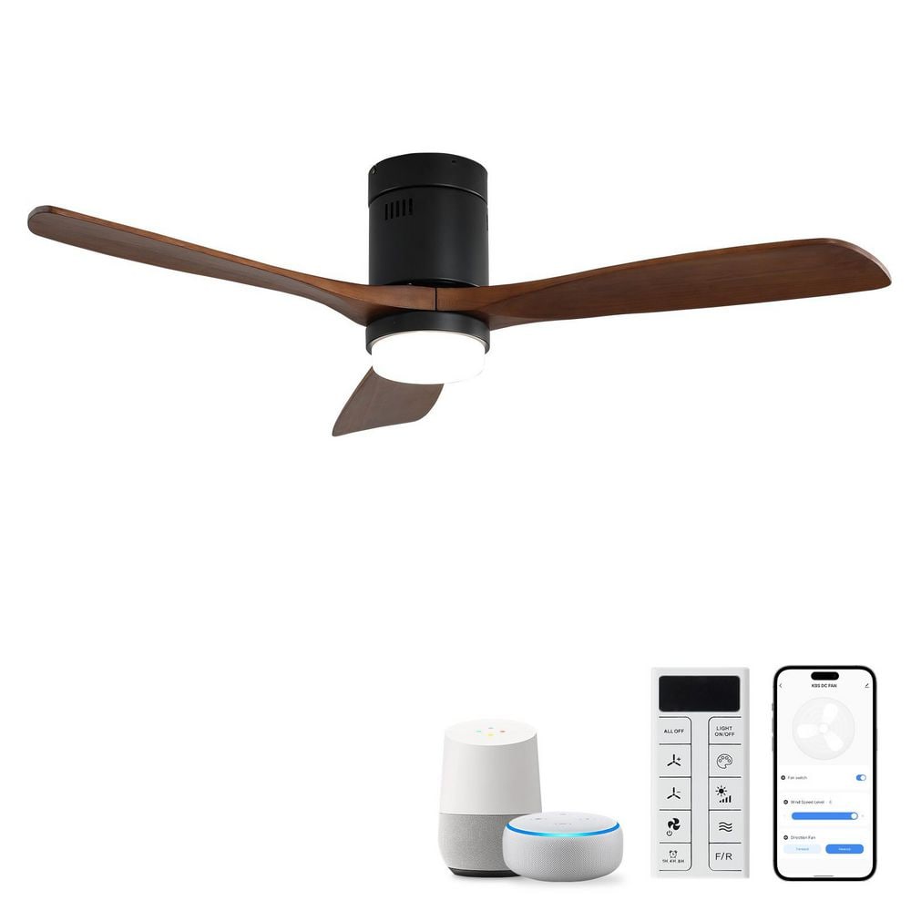 52 Inch Ceiling Fan With Lights 3 Solid Wood Fan Blade Noiseless Reversible Motor Smart Remote Control price history on PriceWatchPro