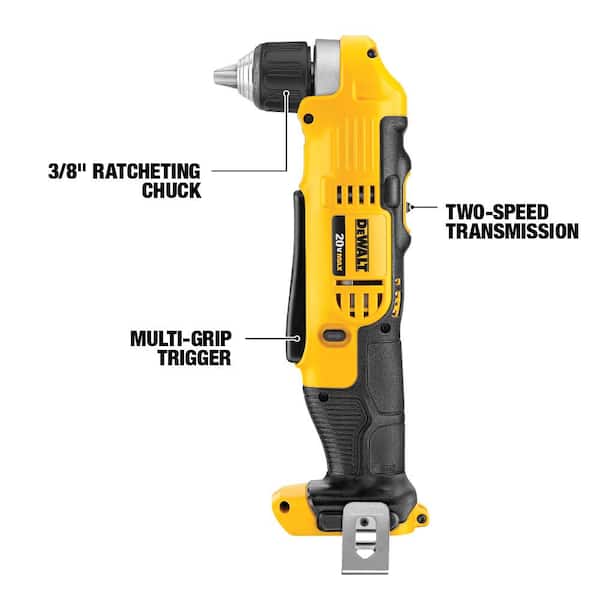 1 DCB203 Compact Battery Charger Dewalt DCD740 20V Cordless 3/8 Angle Drill, 
