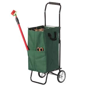 5.18 Cu. Ft. Capacity, Steel Cart With Wheels Lightweight And Sturdy For Shopping Or Garden, Plastic Bin, Green