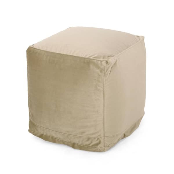 Noble House Davos 16 in. x 16 in. Ivory Velvet Cube Pouf