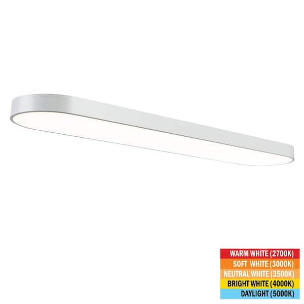 Commercial Electric 4 ft. x 10 in. White LED Flush Mount Ceiling Light Fixture 2700K 3000K 3500K 4000K 5000K 4000 Lumens 55-Watt 120-Volt