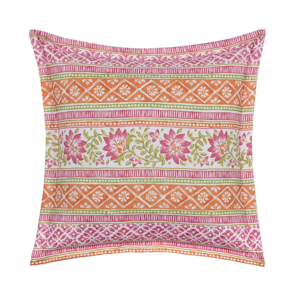 Sienna Pink Polyester Floral 18 in. Square Decorative Throw Pillow 18 in. L