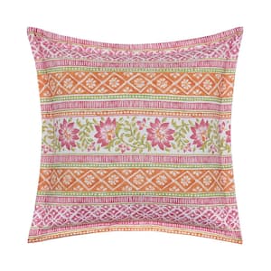 Sienna Pink Polyester Floral 18 in. Square Decorative Throw Pillow 18 in. L x 18 in. W