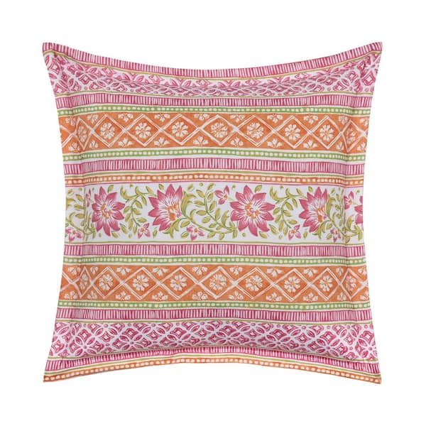 Unbranded Sienna Pink Polyester Floral 18 in. Square Decorative Throw Pillow 18 in. L x 18 in. W