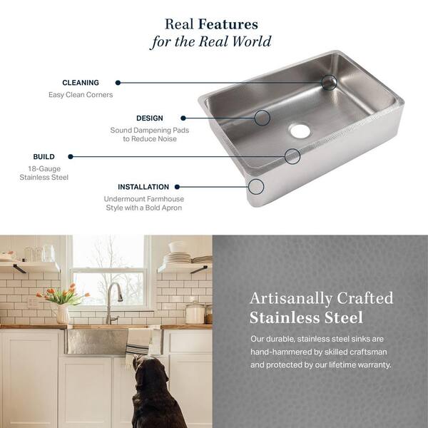 Percy Farmhouse Apron-Front Crafted Stainless Steel 32 in. Single Bowl Kitchen Sink with Brushed Finish Percy Farmhouse Apron-Front Crafted Stainless Steel 32 in. Single Bowl Kitchen Sink with Brushed Finish