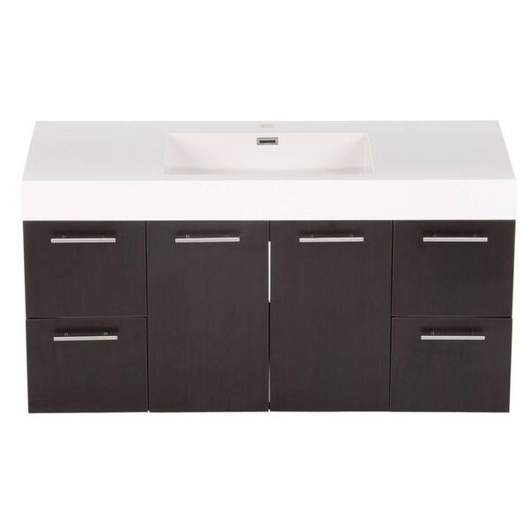 Wyndham Collection Amare 48 in. Vanity in Espresso with Acrylic-Resin Vanity Top in White and Integrated Sink