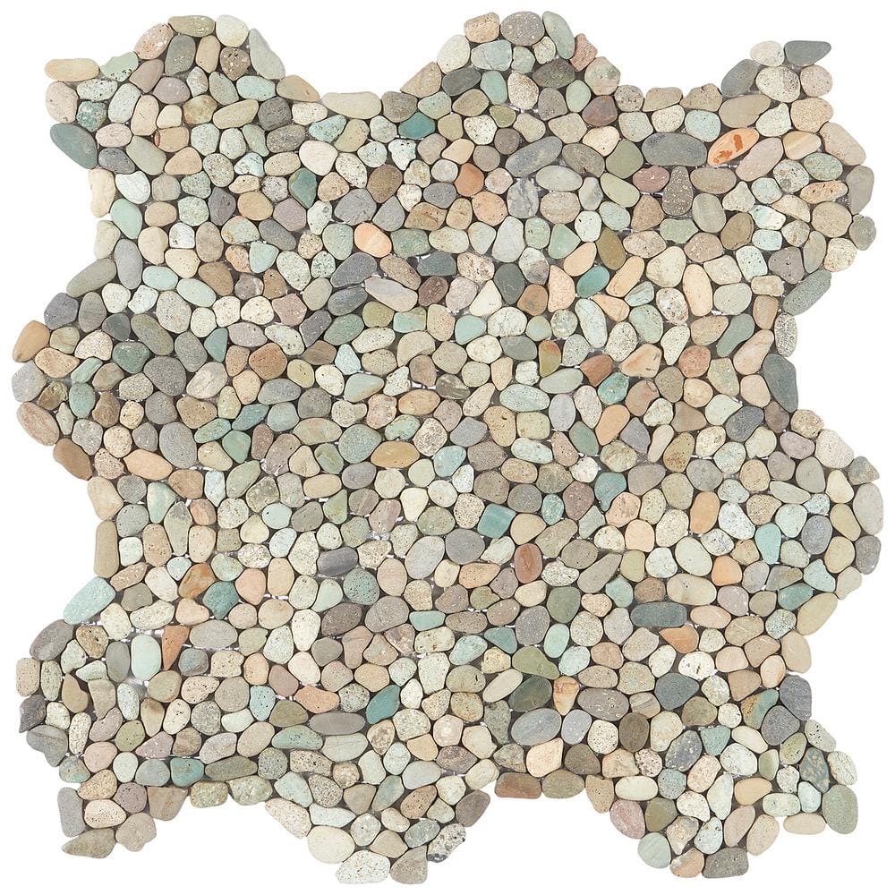 Natural Multicolor Slate Pebble Mosaic Tile for Indoor/Outdoor