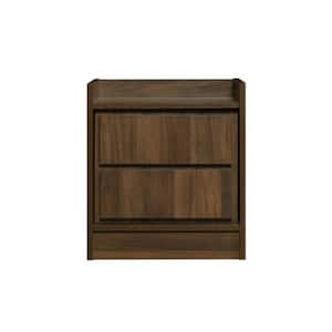 15.8 in. Brown 2-Drawers Wooden Nightstand