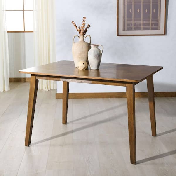 Bellalexa Medium Oak Wood 4 Legs Base Dining Table Seats 4