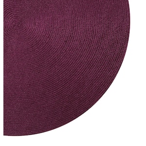 Country Braid Collection Burgundy Solid 72" Round 100% Polypropylene Reversible Solid Area Rug