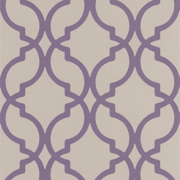 Decorline Harira Purple Moroccan Trellis Paper Strippable Roll Wallpaper (Covers 56 sq. ft.)