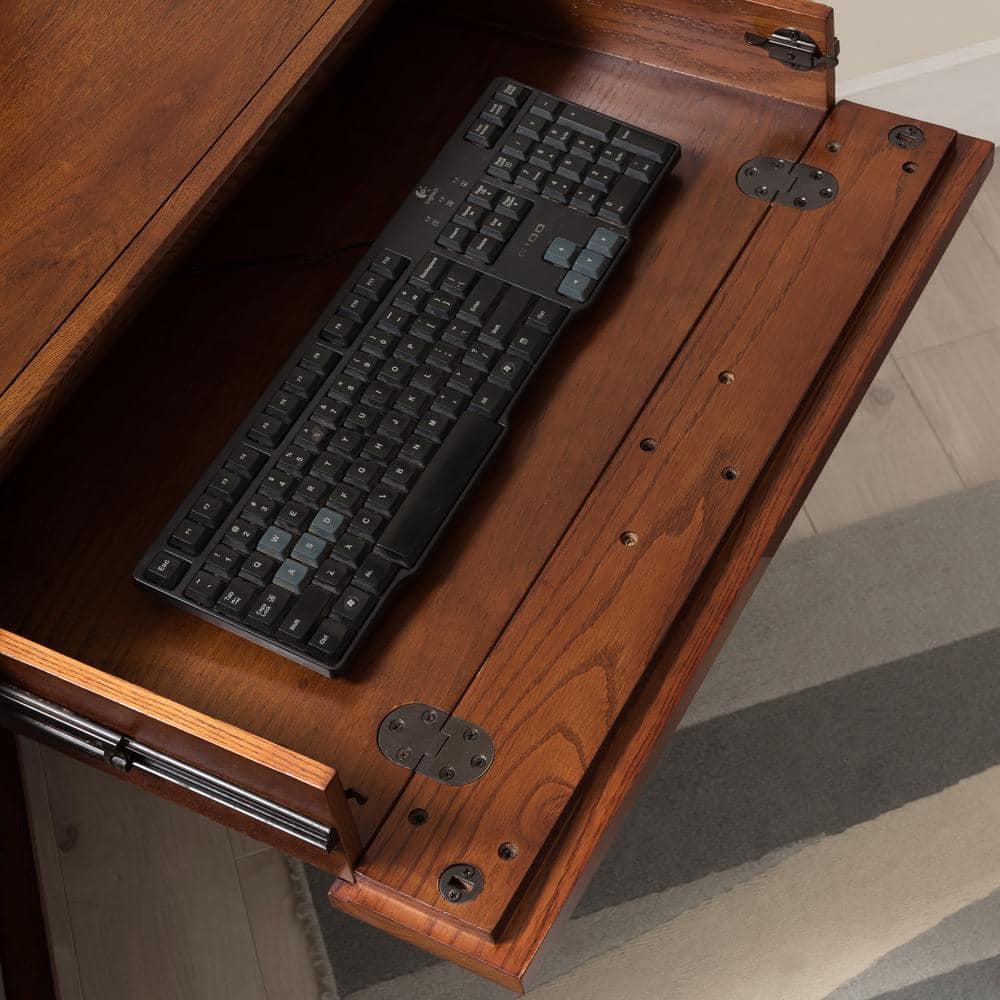 Ironcraft Burnished Black Corner Desk with Keyboard Drawer