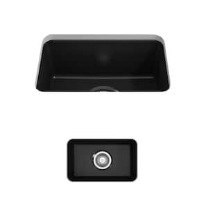 Sotto Drop-in/Undermount Fireclay 12 in. Single Bowl Kitchen Sink with Strainer in Matte Black