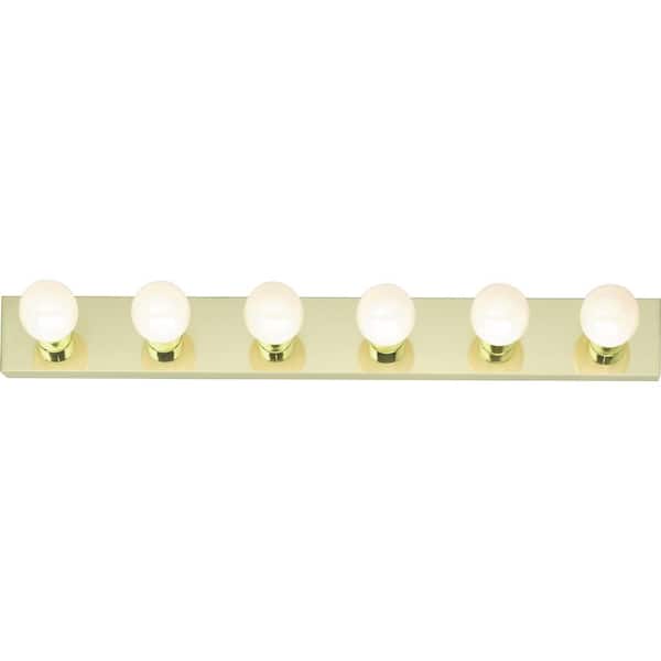 SATCO Nuvo 36 in. 6-Light Polished Brass Vanity Light with No Shade