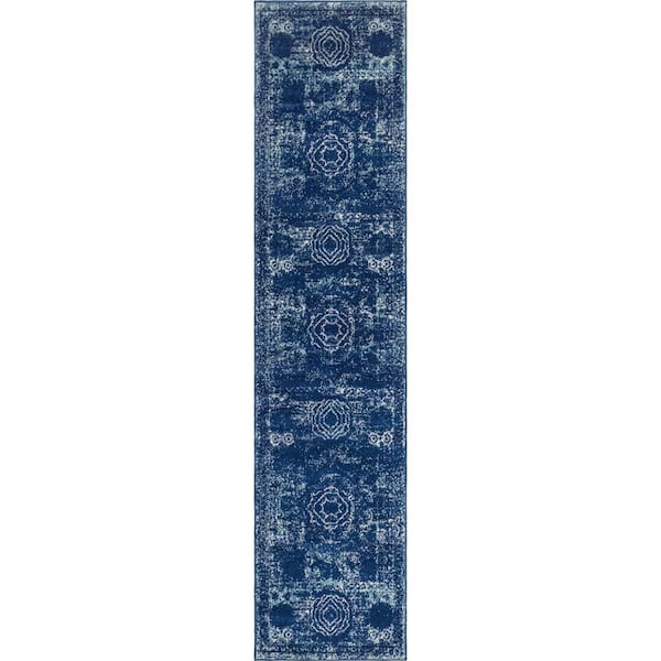 Unique Loom Bromley Wells Navy Blue 2 ft. x 8 ft. Runner Rug