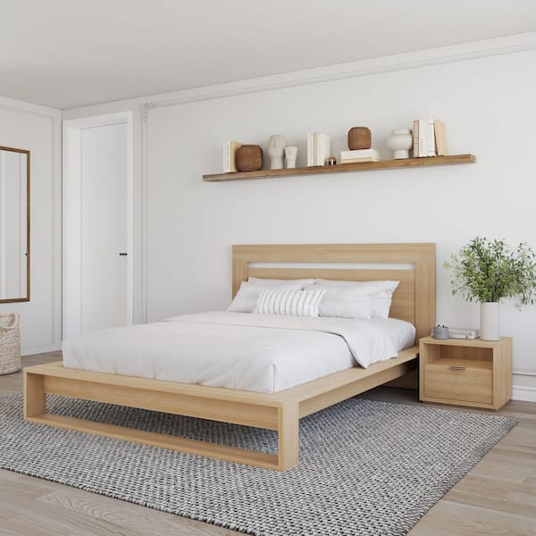 Morgan 3-Piece Natural Blonde Oak Wood Composite Queen Size Bedroom Set