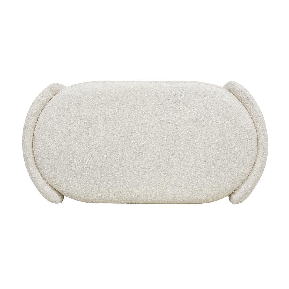 Modern Ivory White Boucle Oval Bedroom Storage Bench