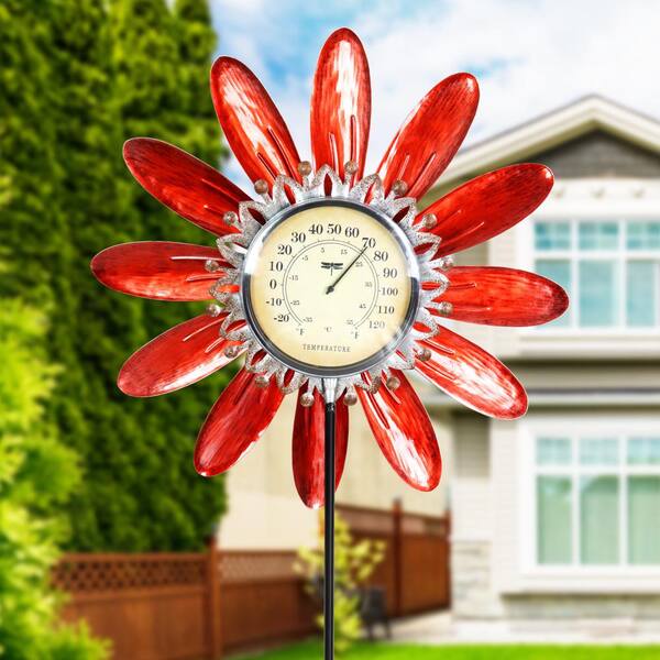 Evergreen Sun 47 in. Solar Thermometer Garden Stake