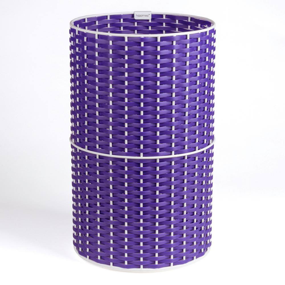 happimess Cecil Modern 4.13 Gal. Faux Wicker Cylinder Waste Basket ...