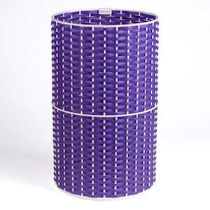 Cecil Modern 4.13 Gal. Faux Wicker Cylinder Waste Basket, Purple/White
