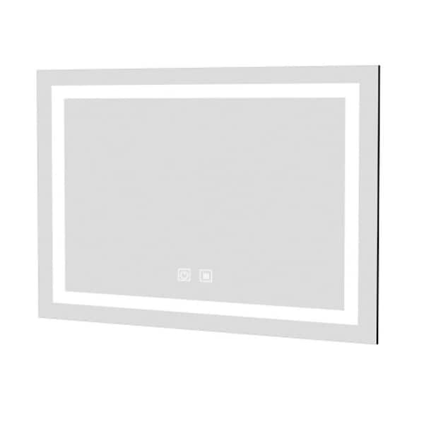 Unbranded 36 in. W x 48 in. H Large Rectangular Frameless LED Lighted Wall Bathroom Vanity Mirror in Silver