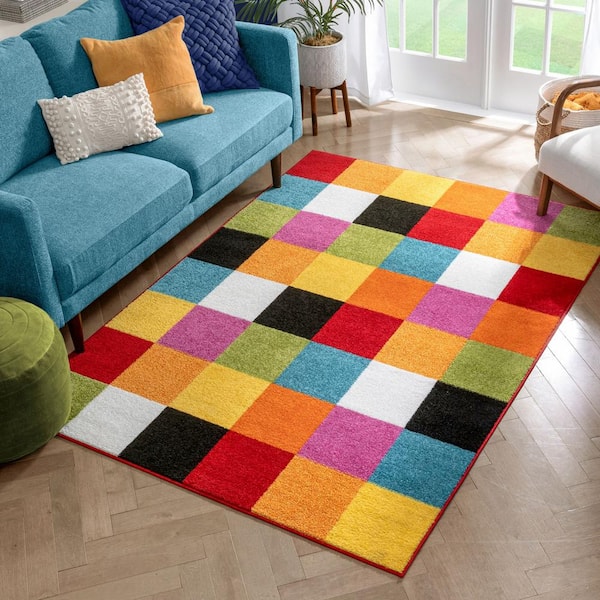 StarBright Bright Square Multi 3 ft. x 5 ft. Kids Area Rug
