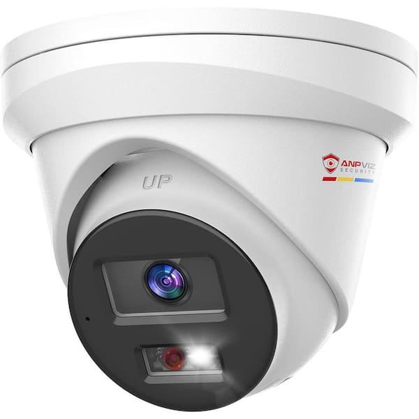 5MP POE Outdoor Smart Camera Plug-In Security Camera with Color Night Vision One Way Talk, White