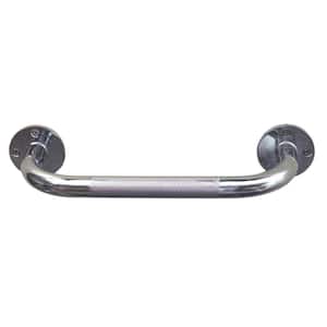 12 in. x 1 in. Steel Knurled Grab Bar in Silver