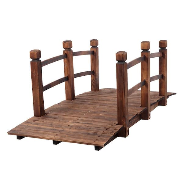 Cisvio 1-Piece Arch Bridge Small Wooden Bridge Courtyard Outdoor Anticorrosive Wood Landscape Bridge Carbonization Color