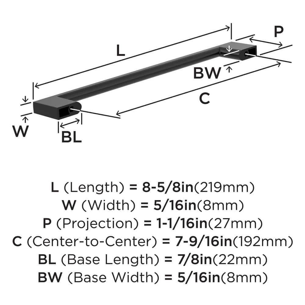 Matte Black 8.63" Modern Cabinet Pulls with Mounting Hardware