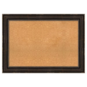 Stately Bronze Natural Corkboard 42 in. x 30 in. Bulletin Board Memo Board