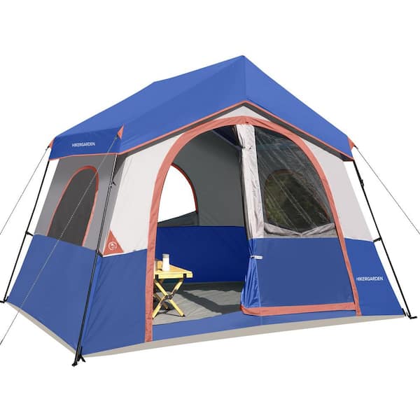 Sudzendf 12 ft. x 9 ft. Navy Blue Outdoor 6 Person Camping, Portable Easy Set Up Family Tent for Hiking, Backpacking, Traveling